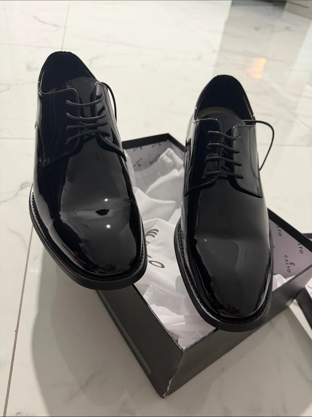Geox Black Patent Leather Lace-Up Dress Shoes @@@ - Picture 2 of 11
